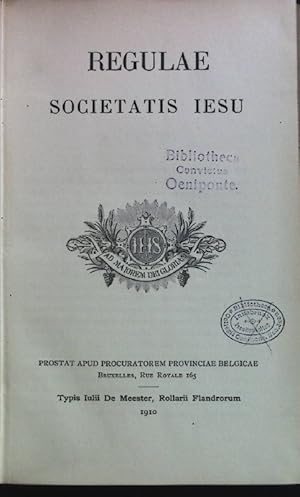 Imagen del vendedor de Regulae Societatis Iesu. a la venta por books4less (Versandantiquariat Petra Gros GmbH & Co. KG)