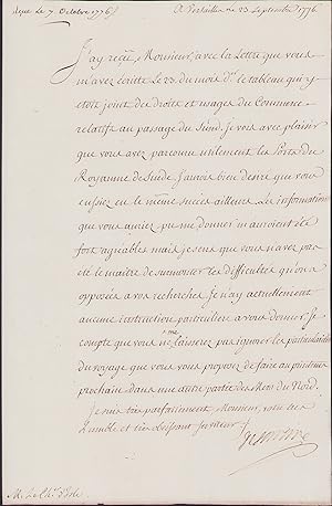 Image du vendeur pour Lettre signe  Jean-Jacques Isle de Beauchaine mis en vente par Librairie Trois Plumes