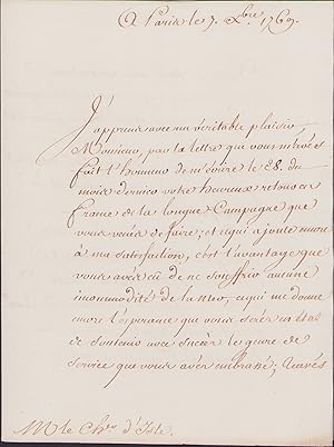 Seller image for Lettre signe  Jean-Jacques Isle de Beauchaine for sale by Librairie Trois Plumes