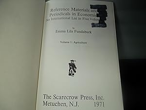 Seller image for Reference materials and periodicals in economics;An International List in 5 Volumes - VOLUME 1: Agriculture for sale by Eastburn Books