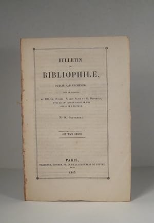 Bulletin du Bibliophile. No. 9, septembre 1843