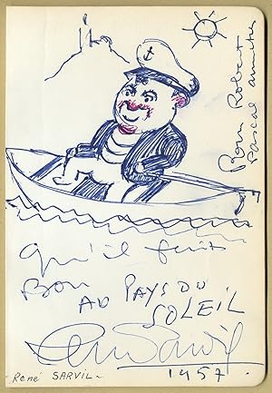 Seller image for Ren Sarvil (1901-1975) - Rare dessin ddicac - 1957 for sale by PhP Autographs