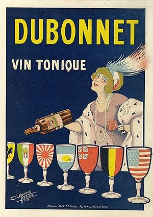 "DUBONNET" Affiche d'intérieur originale entoilée / Litho Affiches CLÉRICE Frères (1912)