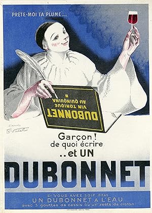 "DUBONNET" Affiche d'intérieur originale entoilée / Litho d'après VIRTEL (vers 1920)