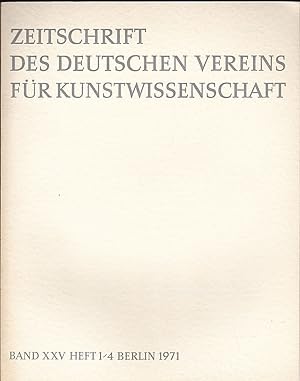 Immagine del venditore per Zeitschrift des Deutschen Vereins fr fr Kunstwissenschaft Band XXV (24) 1971 Heft 1/4 venduto da Versandantiquariat Karin Dykes