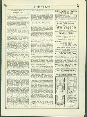 Seller image for Wallack's Theatre Program for Thursday Evening, March 24, 1887, first production of an original American drama.The Dominie's Daughter for sale by Eureka Books