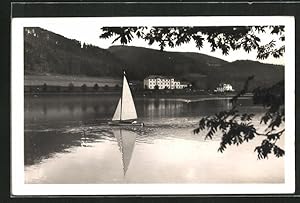 Image du vendeur pour Ansichtskarte Klein Bistritz, kleines Segelboot auf dem See mis en vente par Bartko-Reher