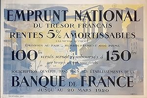 Immagine del venditore per Affiche. Emprunt national du tr�sor fran�ais. Banque de France. venduto da Librairie du Bacchanal
