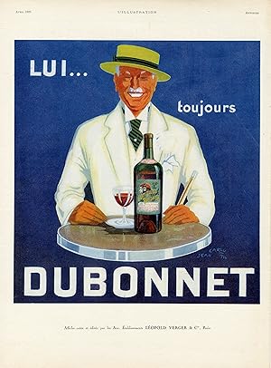 "DUBONNET" Annonce originale entoilée par Jean CARLU parue dans L'ILLUSTRATION (Avril 1925)