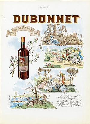 "DUBONNET" Annonce originale entoilée parue dans L'ILLUSTRATION en 1939 et illustrée par Joë HAMMAN