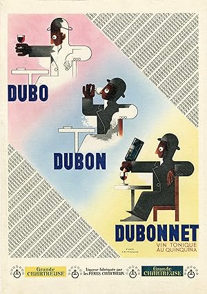 "DUBONNET" Affiche d'intérieur originale entoilée / Zincographie d'après CASSANDRE (1932)