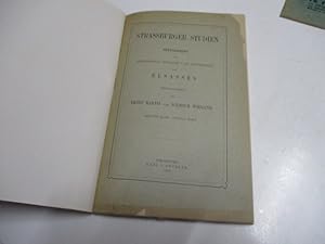 Seller image for Strassburger Studien. Zeitschrift fr Geschichte, Sprache und Literatur des Elsasses. 3. Bd., 4. Heft. for sale by Ottmar Mller