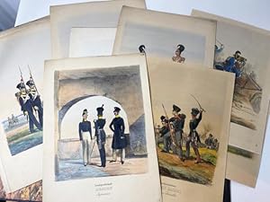 Sammlung von 20 Original Lithographien aus " das deutsche Bundesheer in characteristischen Gruppen".