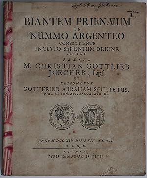 Bild des Verkufers fr Biantem Prienaeum in nummo argenteo . zum Verkauf von Auceps-Antiquariat Sebastian Vogler