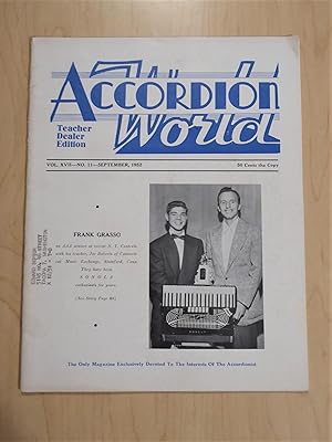 Accordion World Teacher Dealer Edition September 1952 - Frank Grasso