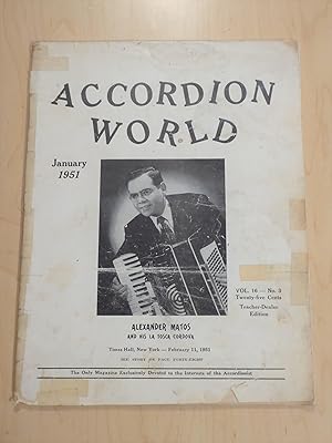 Accordion World Student-Tudor Edition January 1951 - Alexander Matos and His La Tosca Cordova