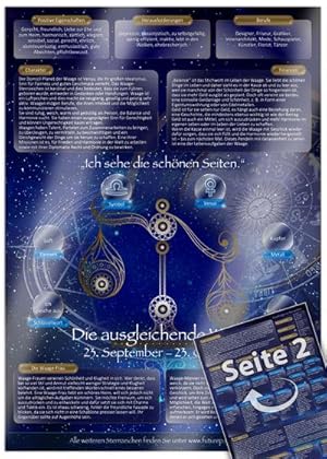 Seller image for Sternzeichen Waage - Die Horoskop- und Charakter-Karte fr Liebe, Partnerschaft, Beruf, Finanzen und Gesundheit: Die psychologische Astrologie von . und Sternen [DIN A4 - zweiseitig, laminiert] for sale by Rheinberg-Buch Andreas Meier eK