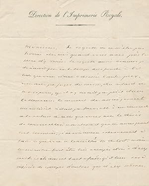 Pierre-Antoine LEBRUN Imprimerie royale lettre autographe signée Auguste RIGAUD