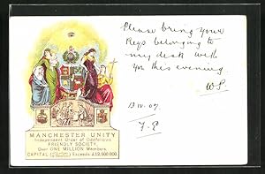Ansichtskarte Manchester Unity, Independent Order of Oddfellows, Freimaurer