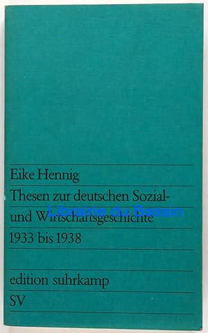 Seller image for Thesen zur deutschen Sozial- und Wirtschaftsgeschichte 1933 bis 1938 for sale by Librairie du Bassin