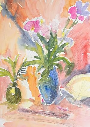 Seller image for Annelise Firth (b.1961) - 2017 Watercolour, Bursts of Orange for sale by Sulis Fine Art