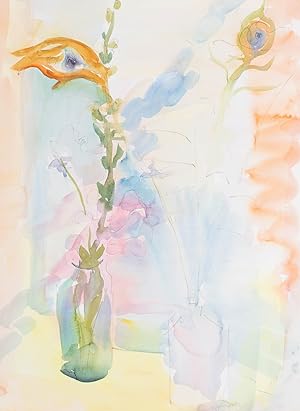 Seller image for Annelise Firth (b.1961) - 2020 Watercolour, Vases and Feathers for sale by Sulis Fine Art
