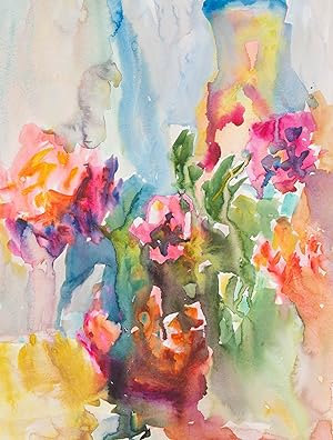 Annelise Firth (b.1961) - Contemporary Watercolour, Roses in a Vintage Vase