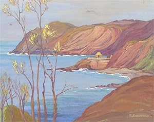 R. Sheppard - Mid 20th Century Gouache, Flowing Coastline