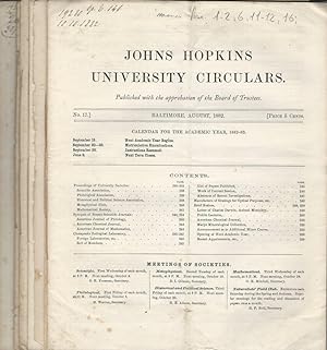 Johns Hopkins University Circulars 1882 Published with the approbation of the Board of trustees