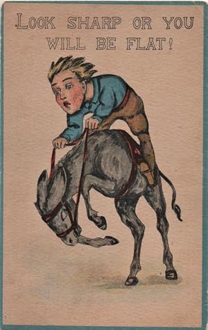 Seller image for bucking horse motivational postcard: Look Sharp or You Will Be Flat for sale by Mobyville