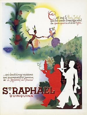 "ST-RAPHAËL QUINQUINA" Encart original entoilé réalisé par l'Office de Publicité Générale Paris (...