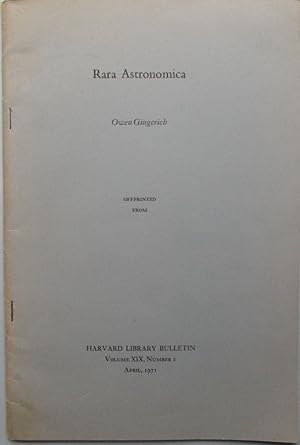 Rara Astronomica. Offprinted from Harvard University Bulletin April 1971