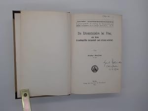 Seller image for Die Erkenntnislehre bei Fries - Mechler; Kritische Untersuchung von Ernst Mach's Erkenntnistheorie - Buzello ; Johann Nicolaus Tetens - Uebele; Das Problem der gegenstndlichkeit in der modernen Logik - Lanz; Kants Einfluss auf die englische Ethik - Schmitt-Wendel; Immanuel Kants Transzendentale Deduktion - Birven; Dsa Grundproblem der Ethik Schleiermachers in seiner Beziehung zu Kants Ethik - Loew. In einem Buch gebunden. for sale by Buchschloss