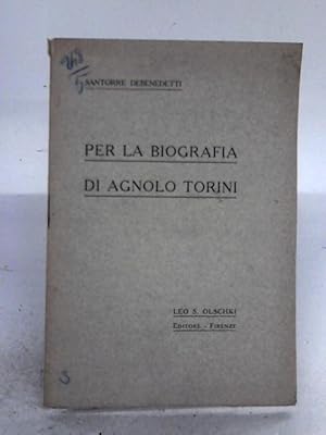 Bild des Verkufers fr Per La Biografia Di Agnolo Torini zum Verkauf von World of Rare Books