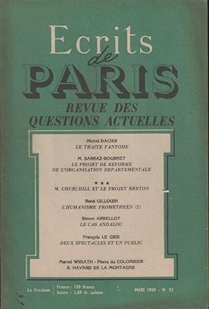 Bild des Verkufers fr crits de Paris. - Revue des questions actuelles - N 53 zum Verkauf von PRISCA