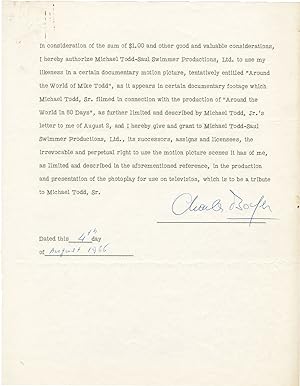Typed letter from Michael Todd Jr. to Charles Boyer and signed production contract signed by Boyer