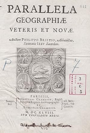 Bild des Verkufers fr Parallela Geographiae Veteris et Novae." - Atlas title Titel zum Verkauf von Antiquariat Steffen Vlkel GmbH