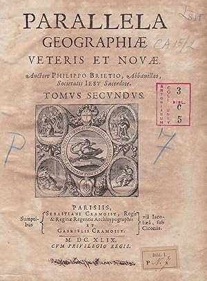 Bild des Verkufers fr Parallela Geographiae Veteris et Novae. Tomus Secundus." - Atlas title Titel zum Verkauf von Antiquariat Steffen Vlkel GmbH