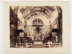 Albumen photographs of a river scene and on the verso interior of a church sanctuary, with elabor...