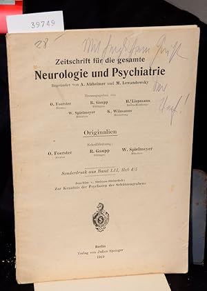 Zur Kenntnis der Psychosen des Schützengrabens (= Zeitschrift für die gesamte Neurologie und Psyc...