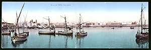 Doble-Postal Cádiz, Blick über den Hafen zur Stadt