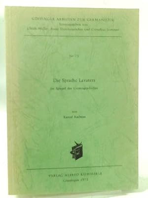 Bild des Verkufers fr Die Sprache Lavaters. zum Verkauf von World of Rare Books