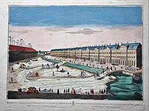 Bild des Verkufers fr St. Petersburg: Prospectus Collegiorum Imperialium et Fundorum Orientalium Mercatorum Petersburgi / Vista de Los Collegios Imperiales, y de l'Almazn de las Mercaderias Orientales a Petersbourg zum Verkauf von Antiquariaat Dat Narrenschip