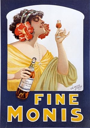 "FINE MONIS" Affiche d'intérieur originale entoilée et encadrée / Litho par CLÉRICE Frères (1911)