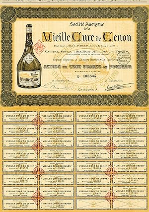 "VIEILLE CURE de CENON" Action originale entoilée / Complète avec ses coupons / Litho (1910)