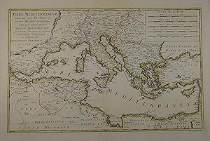 Bild des Verkufers fr Mare Mediterraneum unacum suis Insulis et vicinis Maribus minoribus itemque adjacentibus Regnis Regionibusque secundum Normam. Grenzkolorierte Kupferstich-Karte von D. A. Hauer. Nrnberg, Homann Erben um 1770 , 37,5 x 60 cm zum Verkauf von Antiquariat Johannes Mller