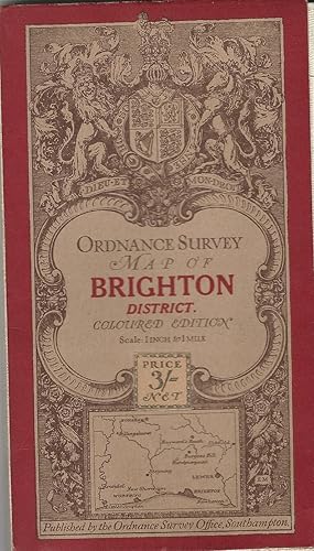 Ordnance Survey Map of Brighton District - Coloured Edition - 1 Inch to 1 Mile.