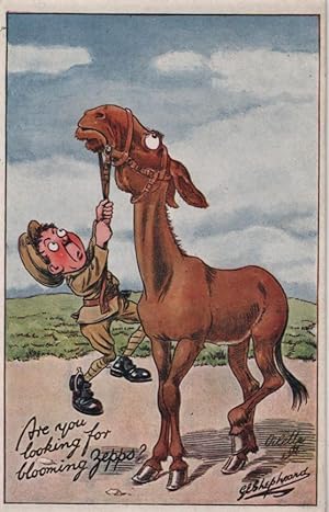 Image du vendeur pour WWI mule postcard: Are You Looking for Blooming Zepps? mis en vente par Mobyville