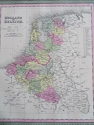 Netherland Belgium Holland Luxembourg c. 1850 Cowperthwait Mitchell map
