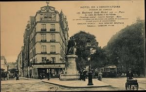 Ansichtskarte / Postkarte Paris V, Boulevard Saint-Michel, Hotel de l'Observatoire, Tramway, Stat...